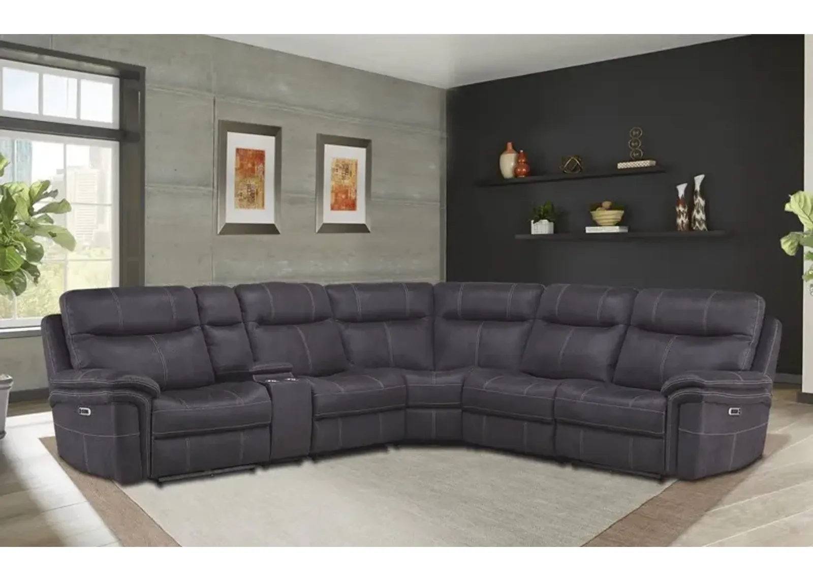 Parker House Mason Collection 6-Piece Sectional in Charcoal Color