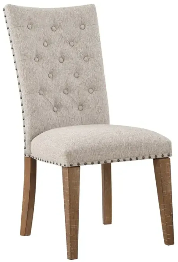 Steve Silver Riverdale Oatmeal Upholstered Side Chair In Driftwood Finish