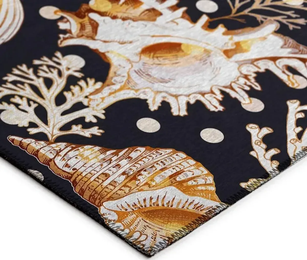 Dalyn Marine Elegance Golden Seashell Symphony On Noir 5'X8' Area Rug