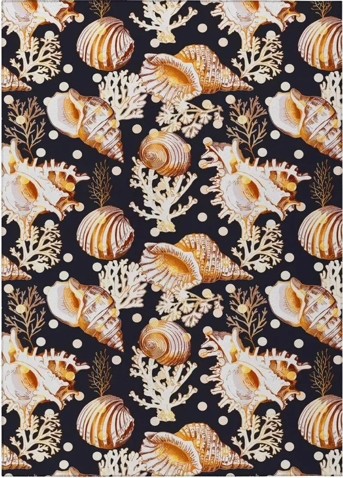 Dalyn Marine Elegance Golden Seashell Symphony On Noir 5'X8' Area Rug