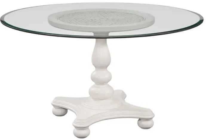 54 INCH PEDESTAL GLASS TOP TABLE