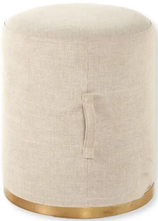 SMALL BRASS/SAND POUF OTTOMAN