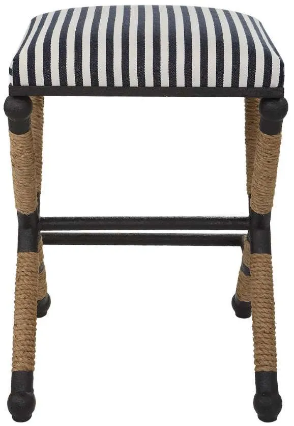 BRADDOCK BLACK/CREAM/NATURAL/NAVY BACKLESS COUNTER STOOL