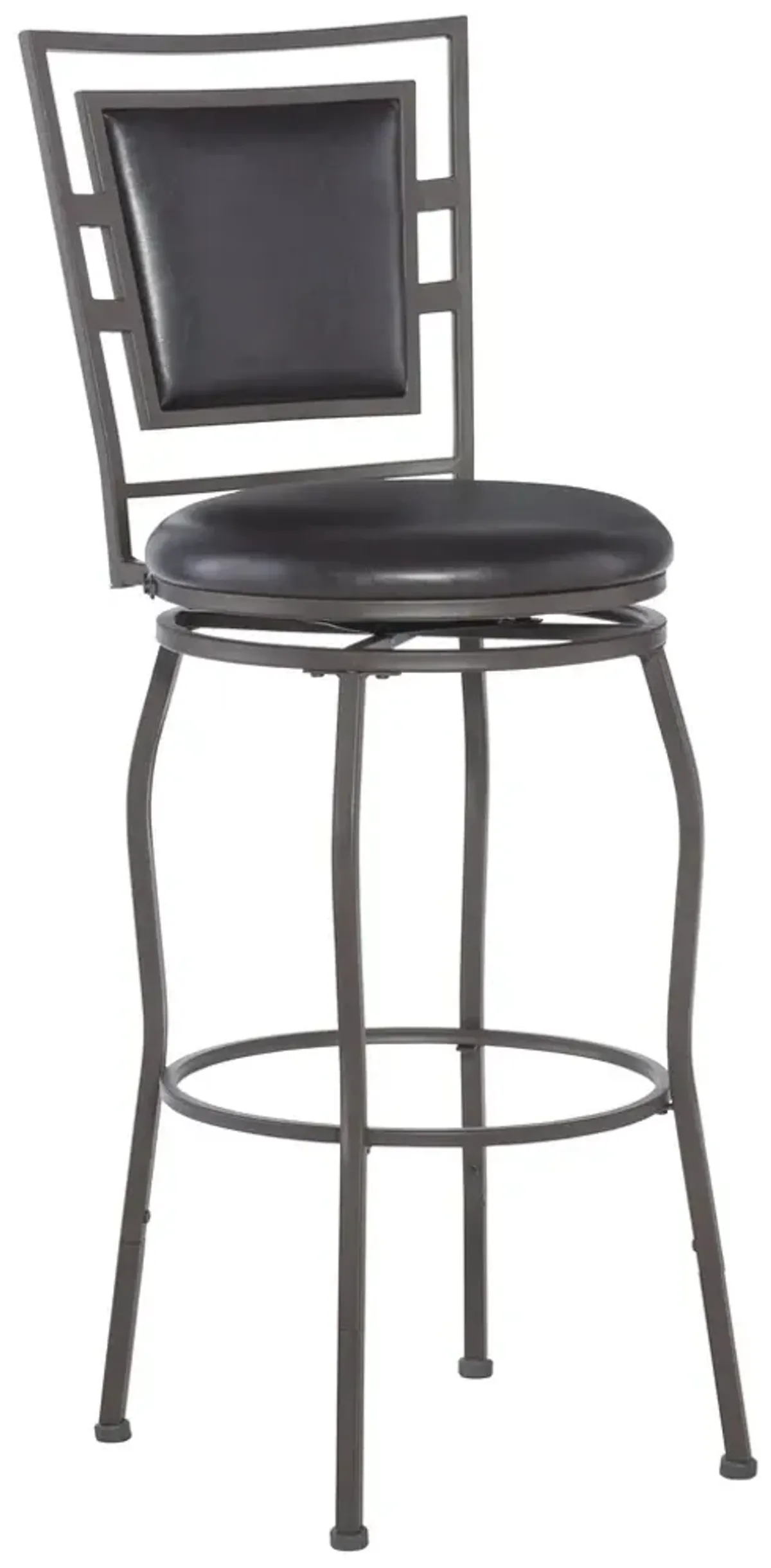 Linon Modern Adjustable Bar Stool with Black Seat & Black Metal Base