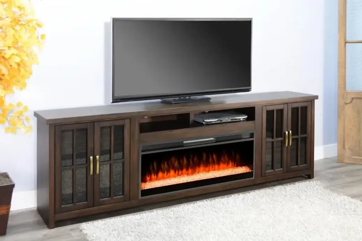 Sunny Designs Americana Coffee Bean Media TV Stand Console with Fireplace Option