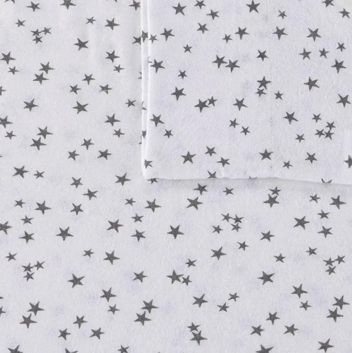 Olliix Intelligent Design Full Grey Stars Cozy Soft Cotton Novelty Print Flannel Sheet Set