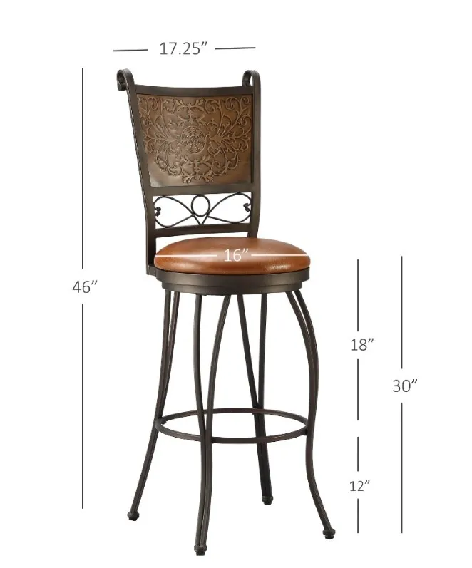 BRONZE WITH MUTED COPPER STAMPED BACK BAR STOOL