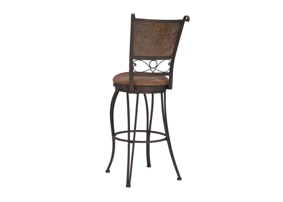 BRONZE WITH MUTED COPPER STAMPED BACK BAR STOOL