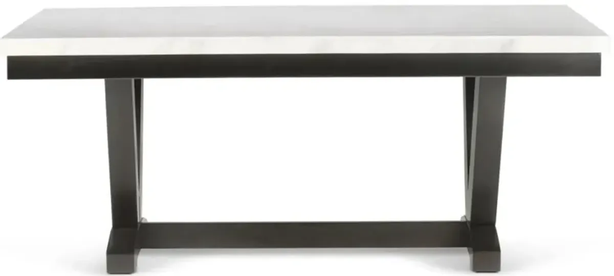 Steve Silver Finley 5-Piece White Marble Table & 4 Leatherette Chairs Set In Cordovan Dark Cherry Finish