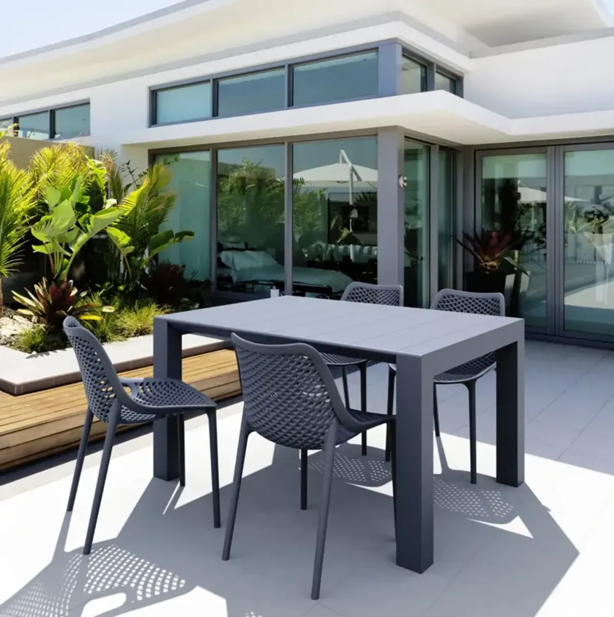 Compamia Air Extension Outdoor Dining Set 5-Piece Dark Gray