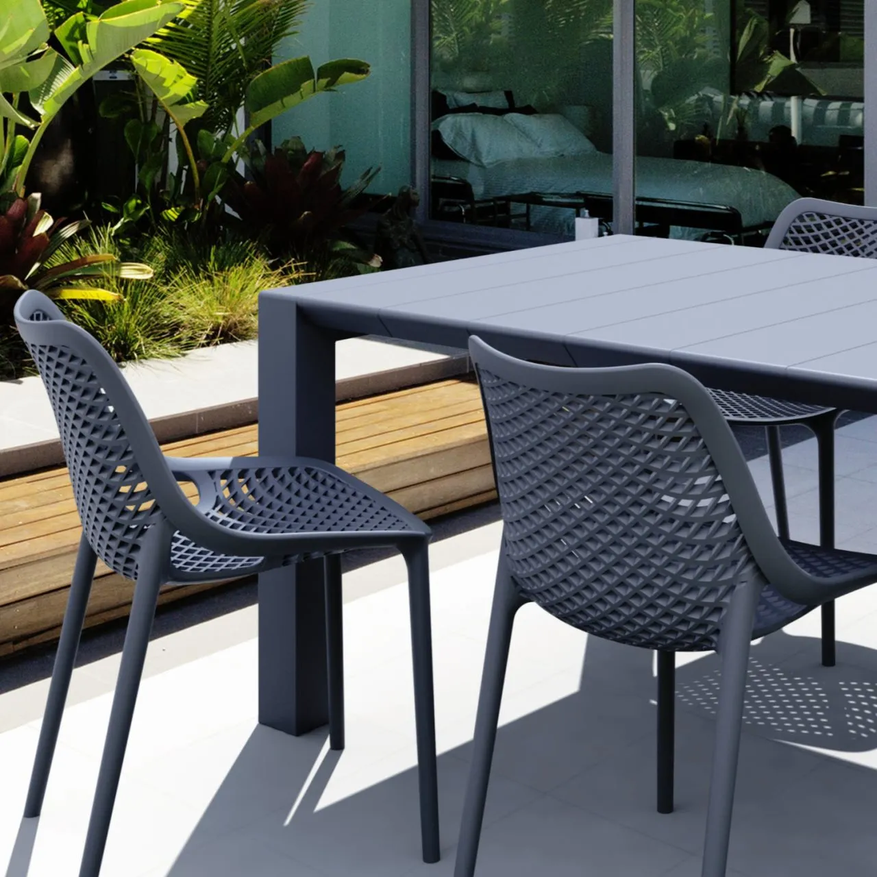 AIR EXTENSION DINING SET 5-PC DARK GRAY