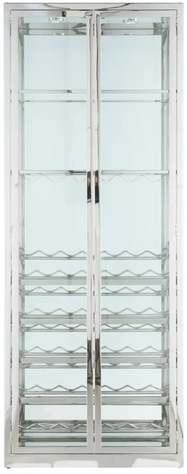 Chintaly Contemporary Glass Curio with Wine & Stemware Racks