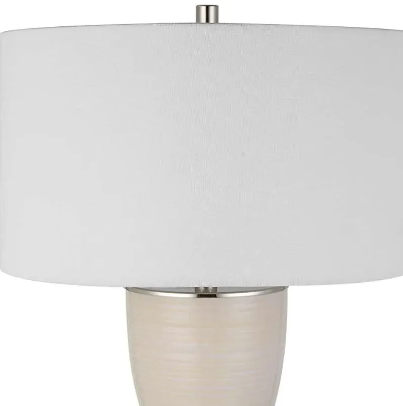 AMPHORA OFF-WHITE/WHITE GLAZE TABLE LAMP