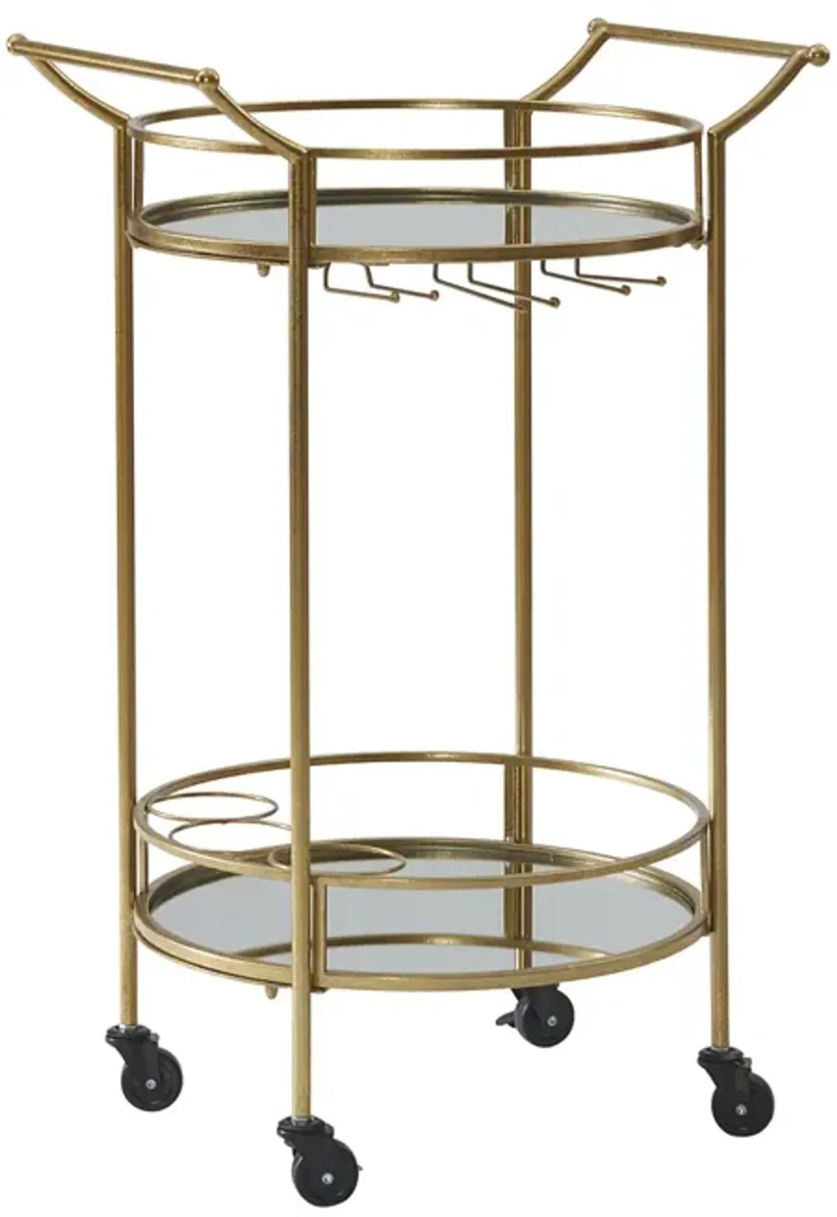 Linon Round Gold Metal Bar Cart