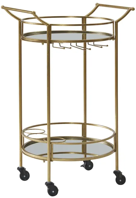 ROUND GOLD METAL BAR CART