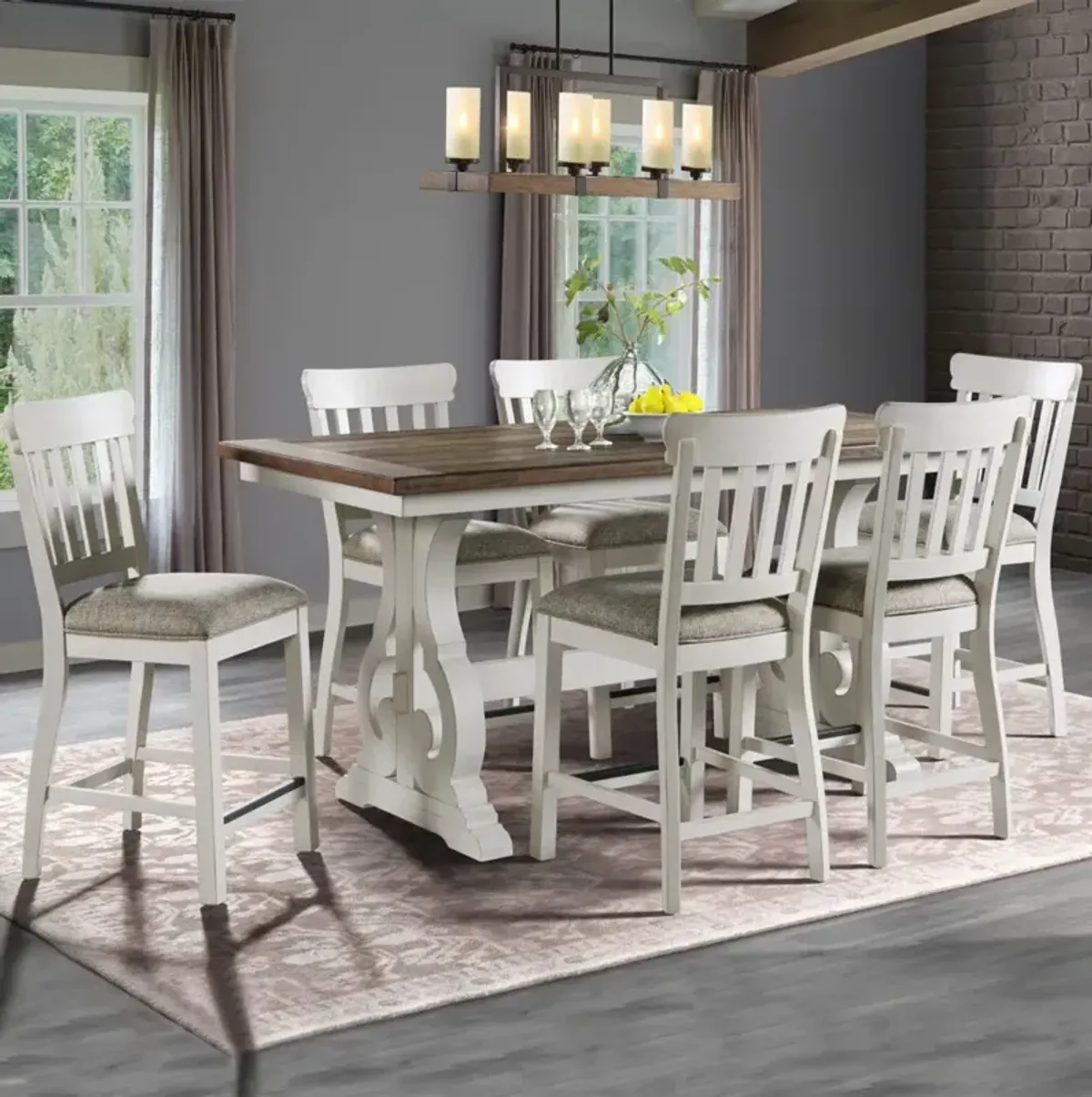 Intercon Drake Two-Toned Rustic White & French Oak Counter-Height Table