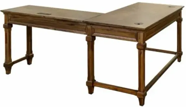 Martin Furniture Porter Natural Wood with Herringbone Pattern Open L-Desk
