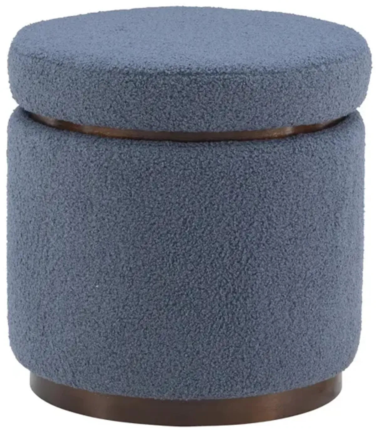 Linon Blanche Blue Grey Walnut Storage Ottoman