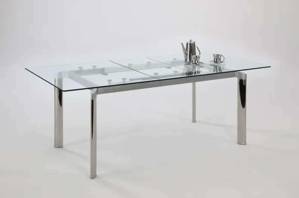 Chintaly Tara Modern Extendable Clear Glass Dining Table