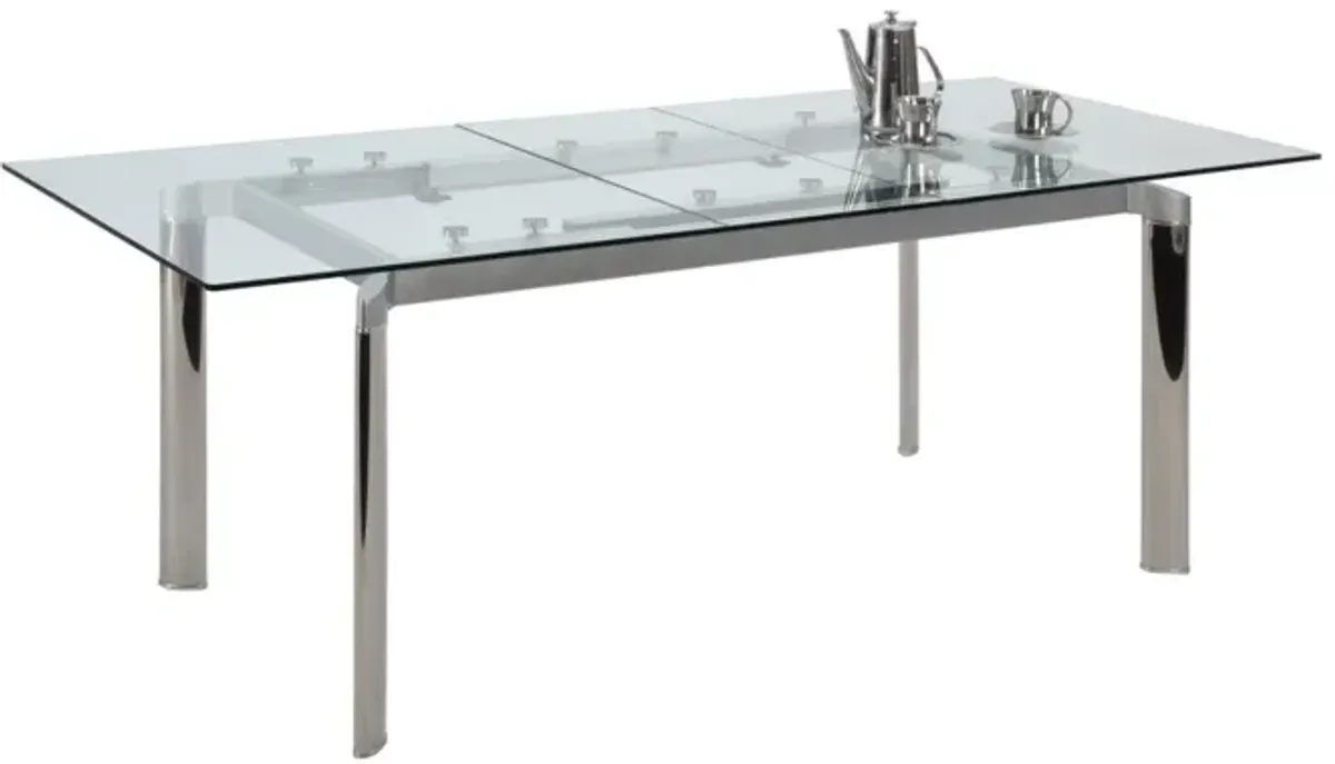 Chintaly Tara Modern Extendable Clear Glass Dining Table