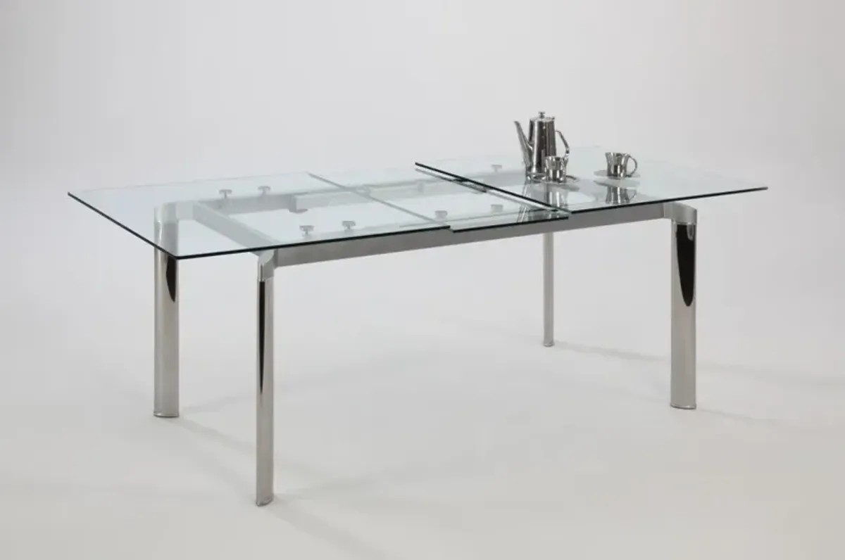 Chintaly Tara Modern Extendable Clear Glass Dining Table