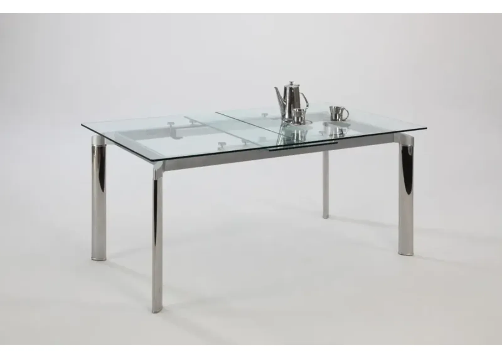 Chintaly Tara Modern Extendable Clear Glass Dining Table