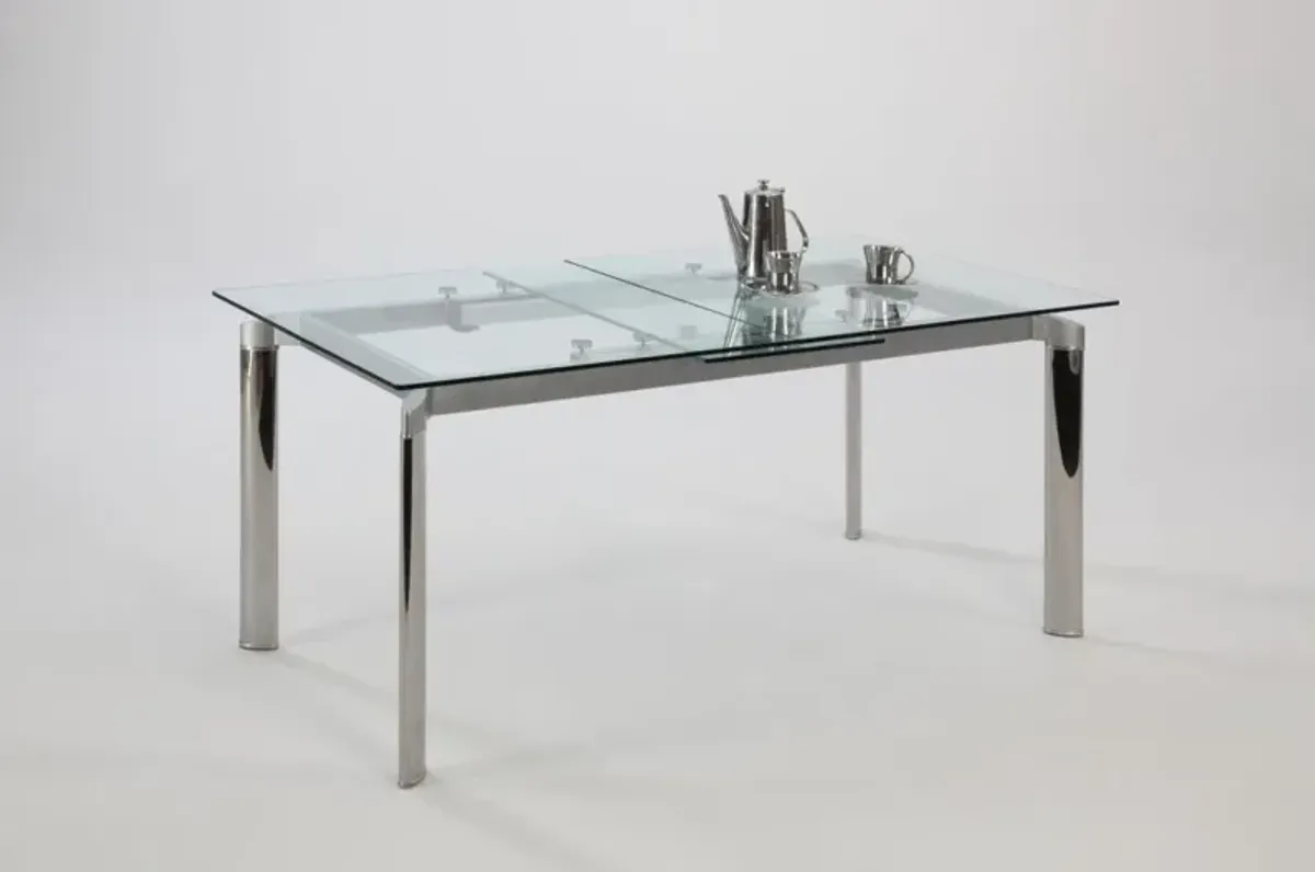 Chintaly Tara Modern Extendable Clear Glass Dining Table