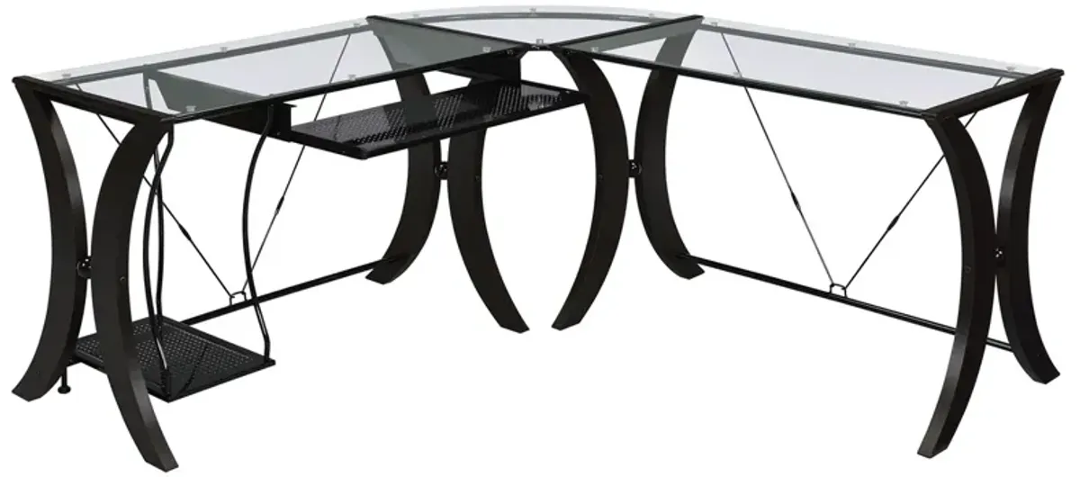 Coaster Monterey 67 Inch Glass Top L-Shape Computer Desk Cappuccino