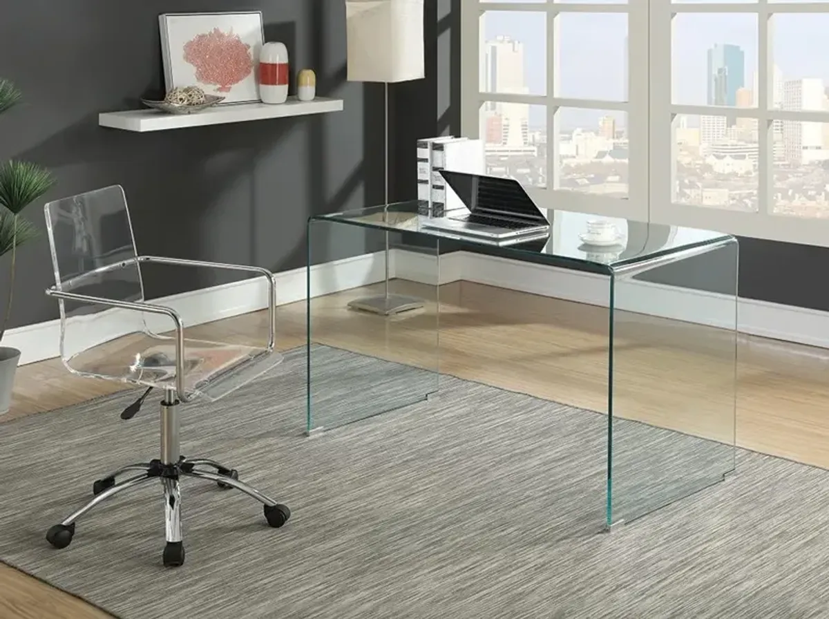 Coaster Ripley 47 Inch Tempered Bent Glass Writing Desk Clear