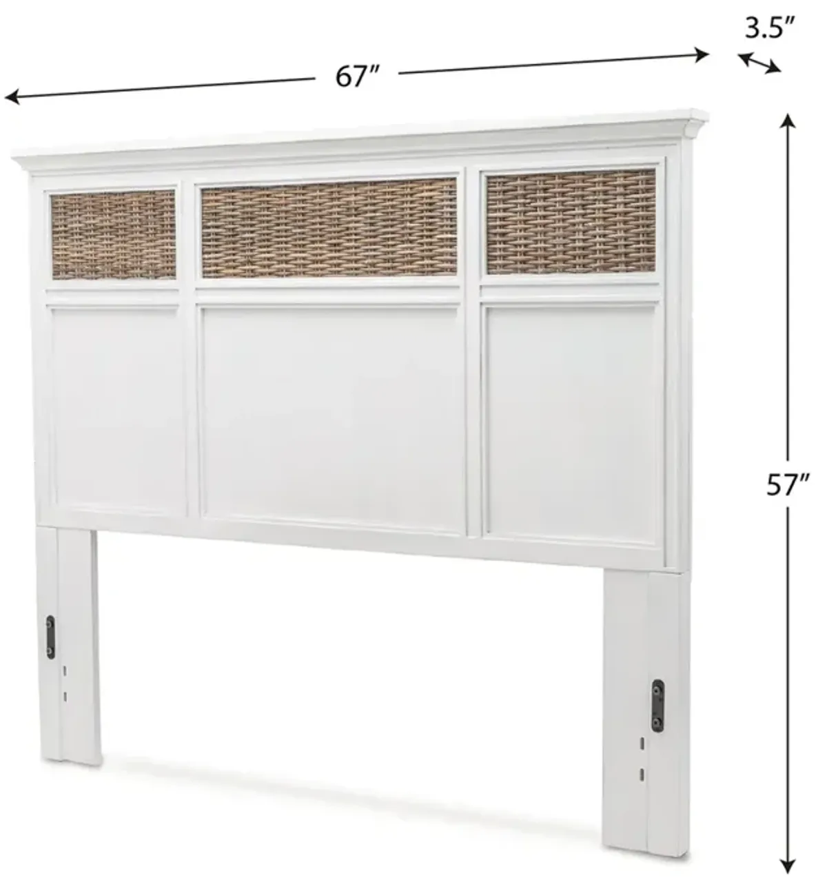 Seawinds Kauai Wood White Crackle Finish Queen Headboard