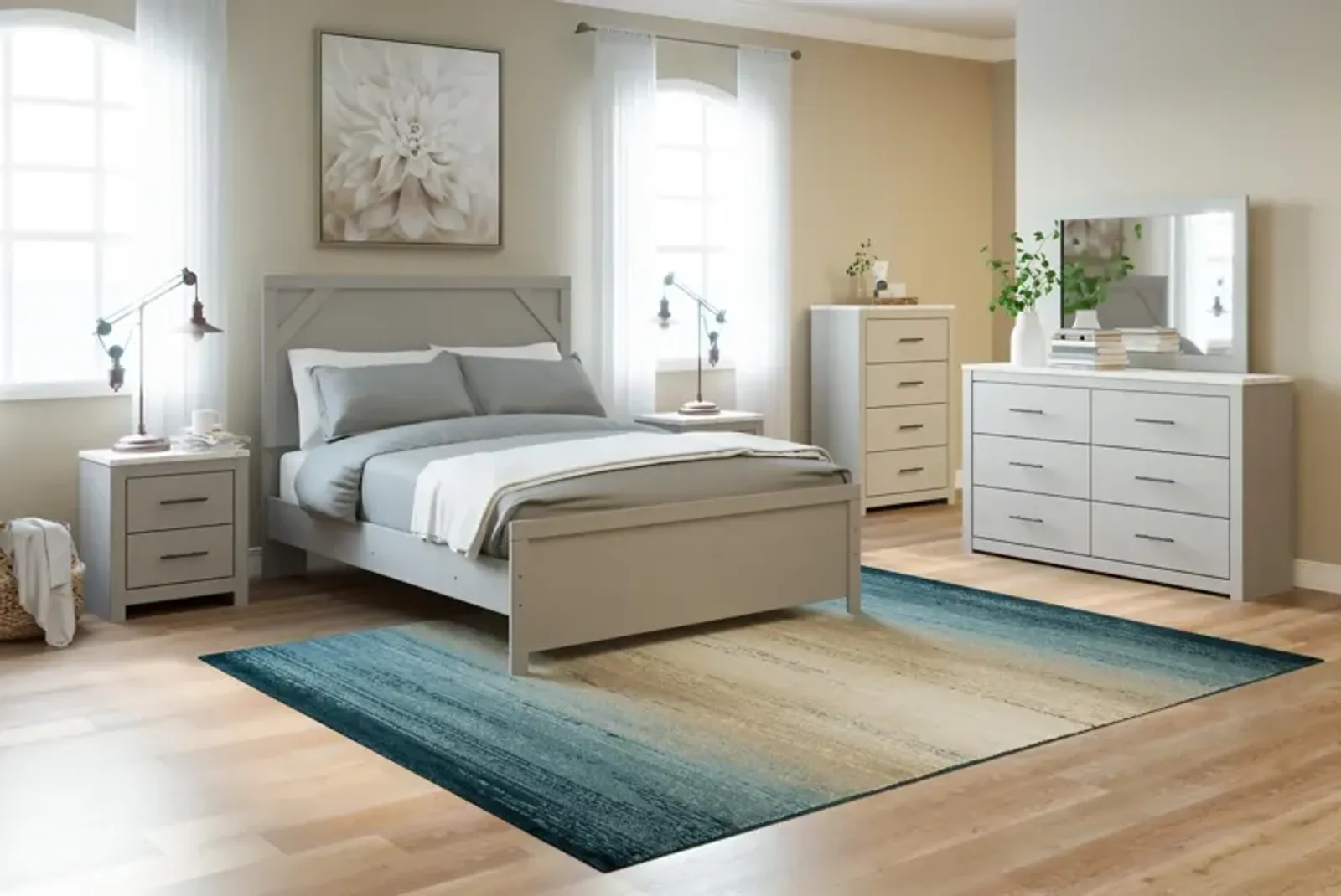 Ashley Cottonburg Dove Gray Queen Panel Bed