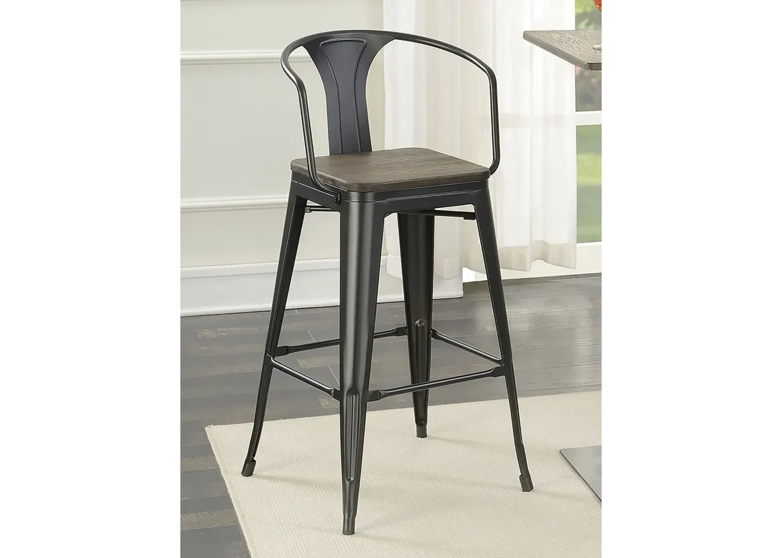 Coaster Cavalier Metal Bar Chair Dark Elm & Matte Black