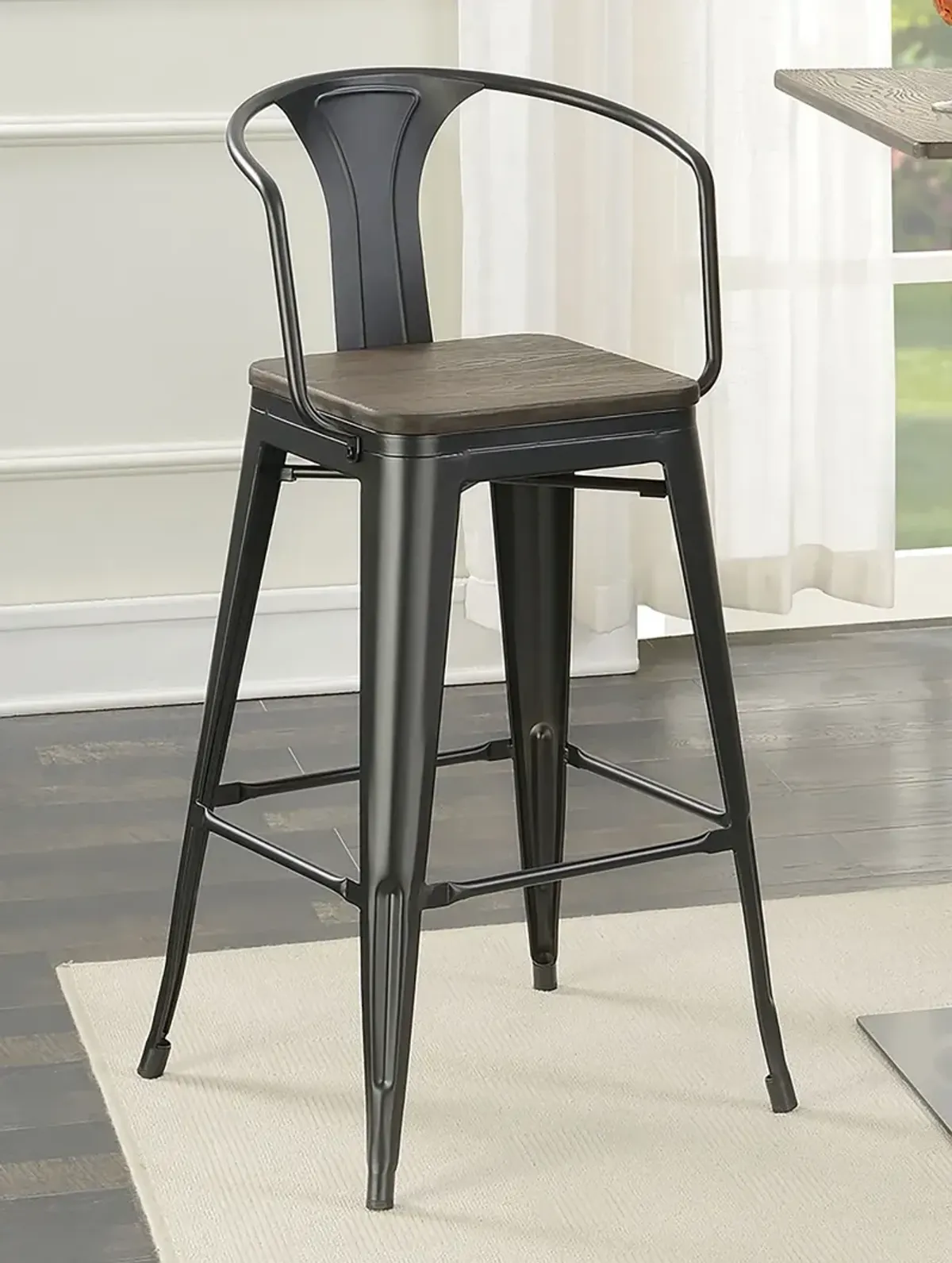 Coaster Cavalier Metal Bar Chair Dark Elm & Matte Black