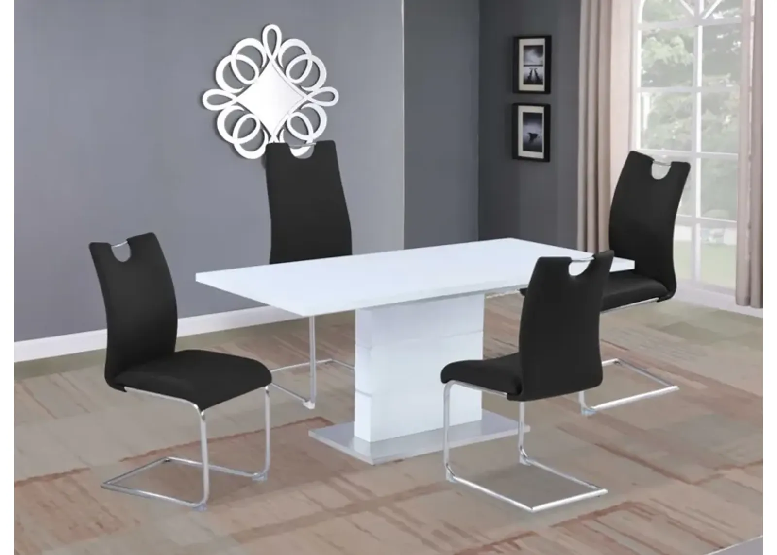 Chintaly Rachel Contemporary Extendable White Wooden Dining Table