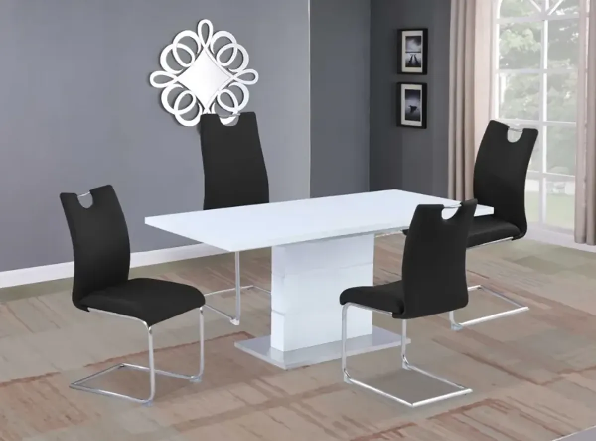 Chintaly Rachel Contemporary Extendable White Wooden Dining Table