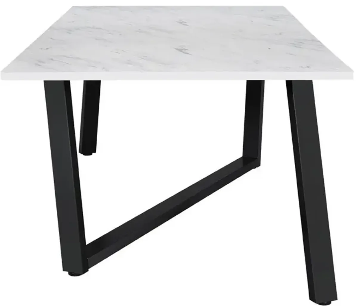 MAYER DINING TABLE FAUX WHITE MARBLE/GUNMETAL