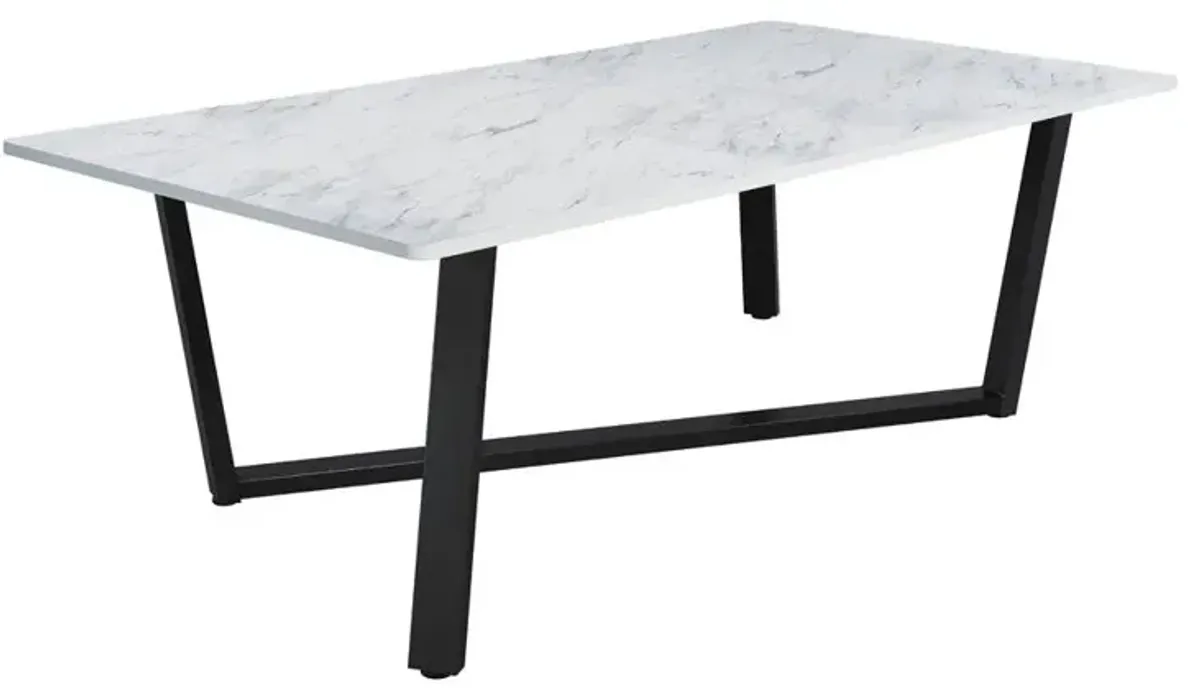 Coaster Mayer Rectangular 87 Inch Faux Marble Dining Table White