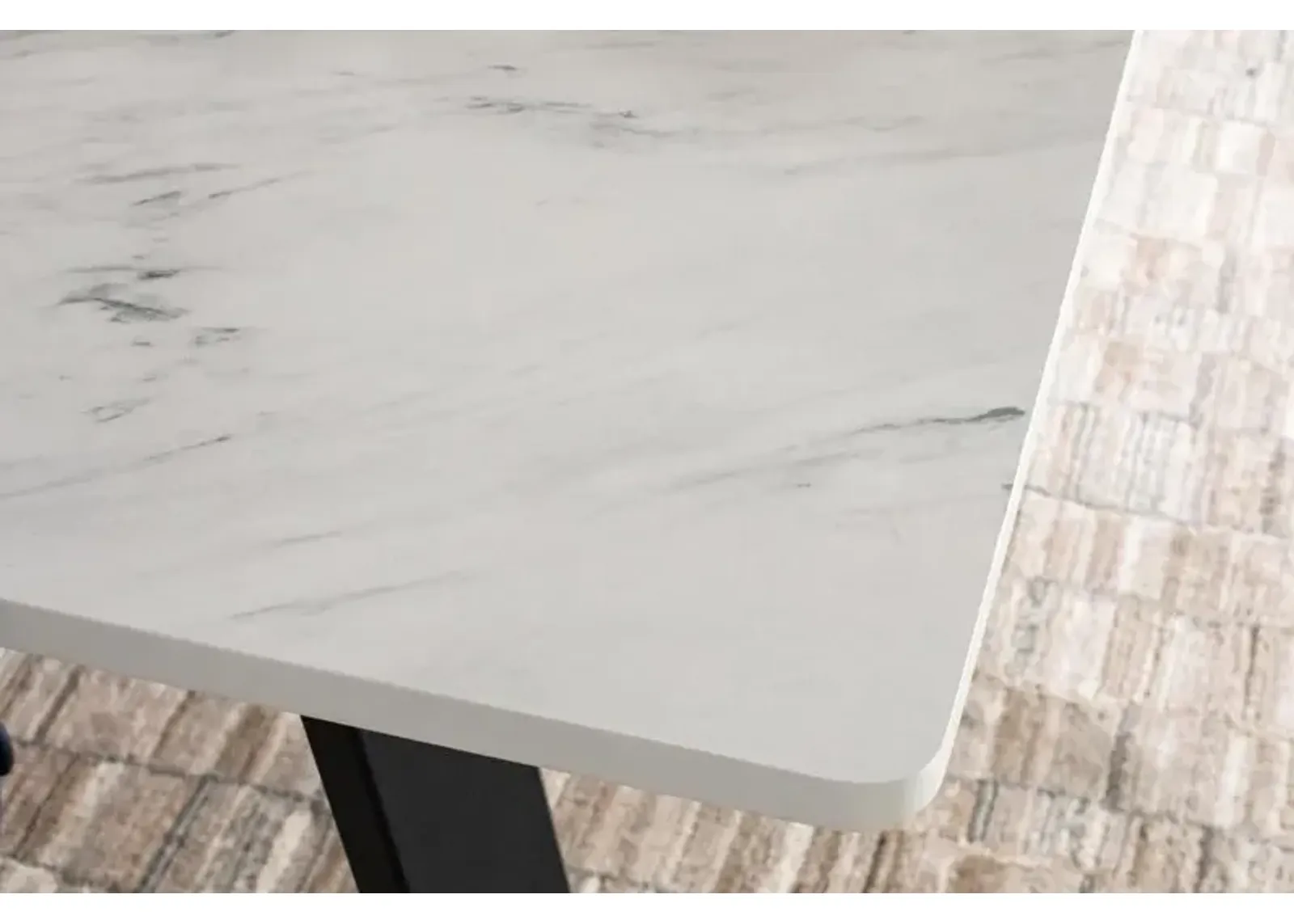 MAYER DINING TABLE FAUX WHITE MARBLE/GUNMETAL