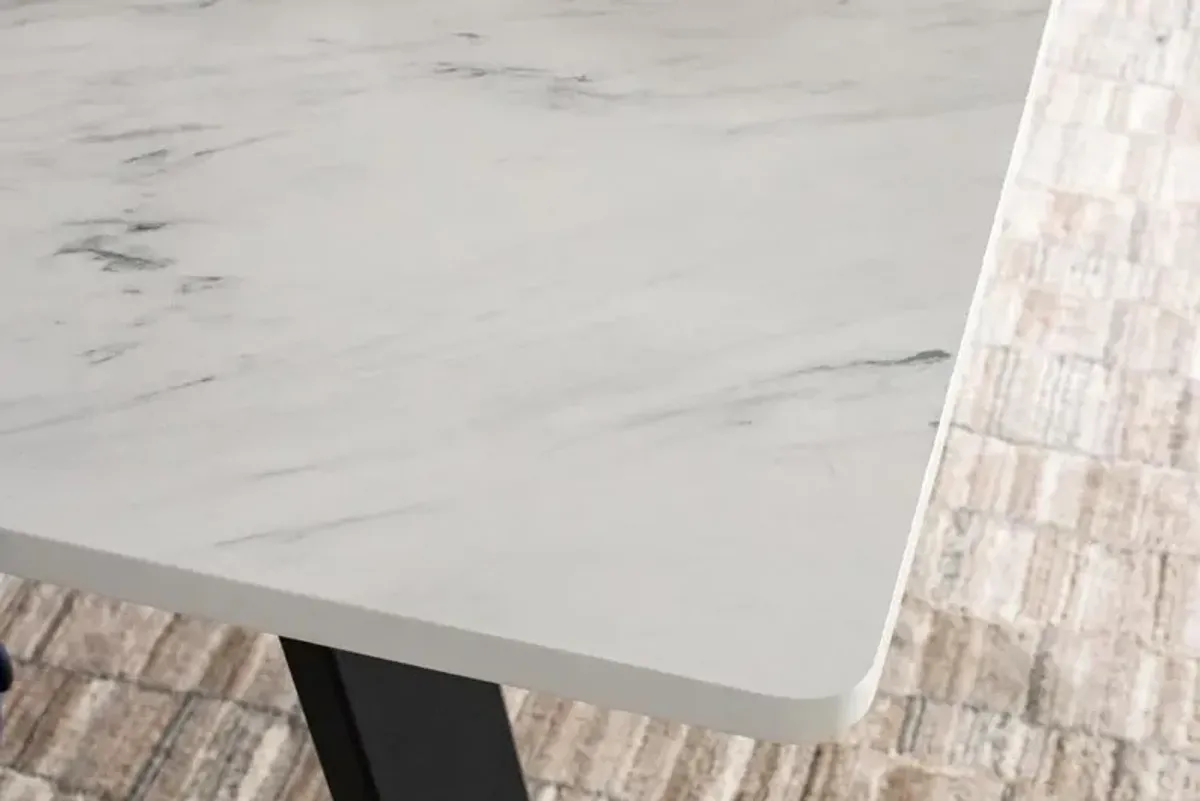 MAYER DINING TABLE FAUX WHITE MARBLE/GUNMETAL