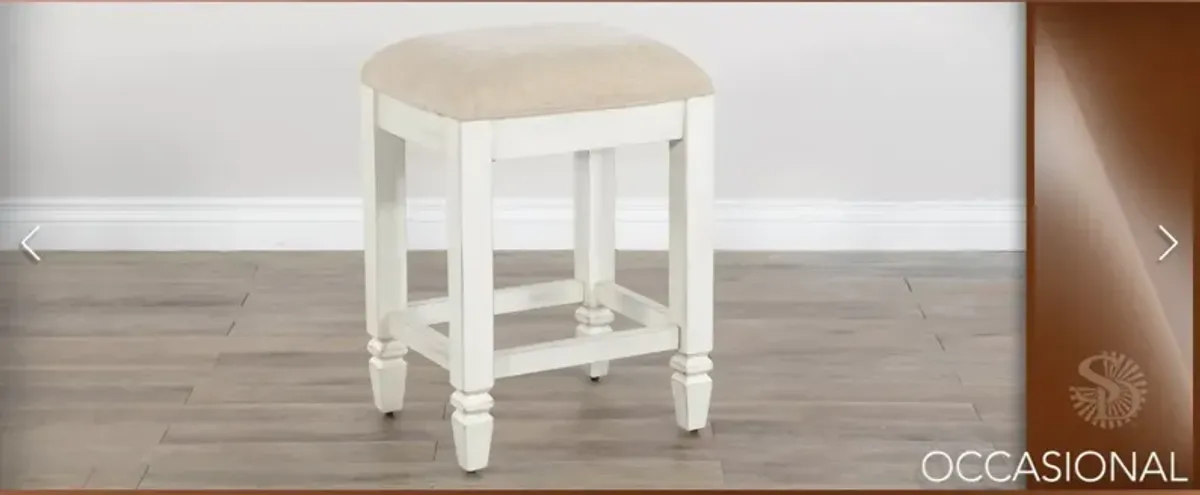 Sunny Designs Pasadena Marble White & Buck Skin 24 Inch Stool with Cushioned Seat