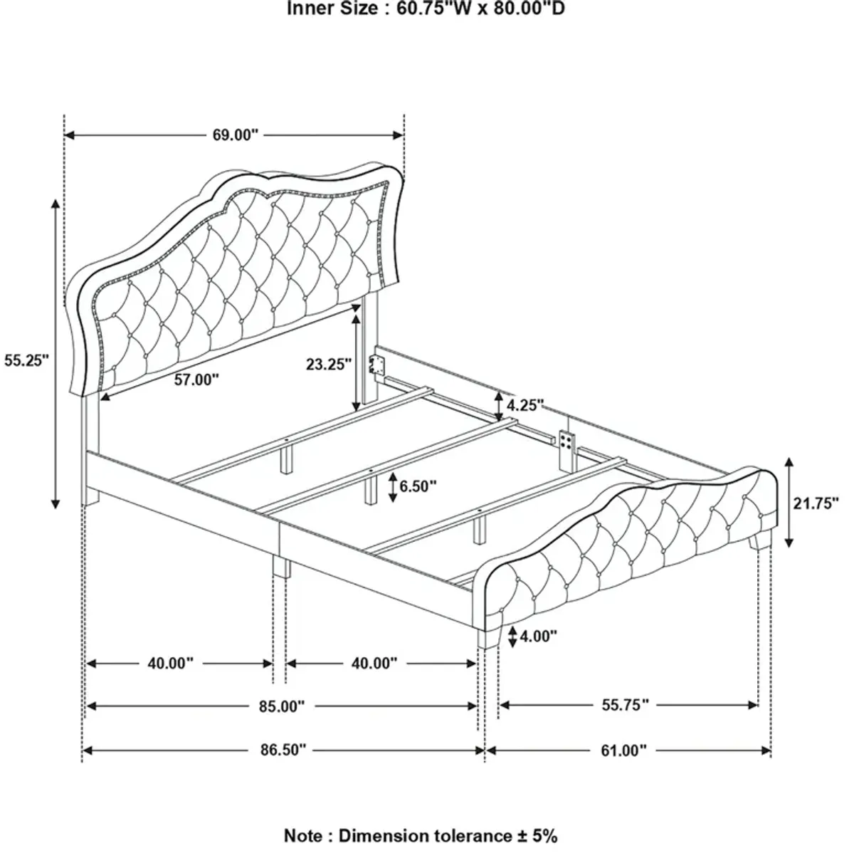 Coaster Bella Upholstered Queen Panel Bed Grey