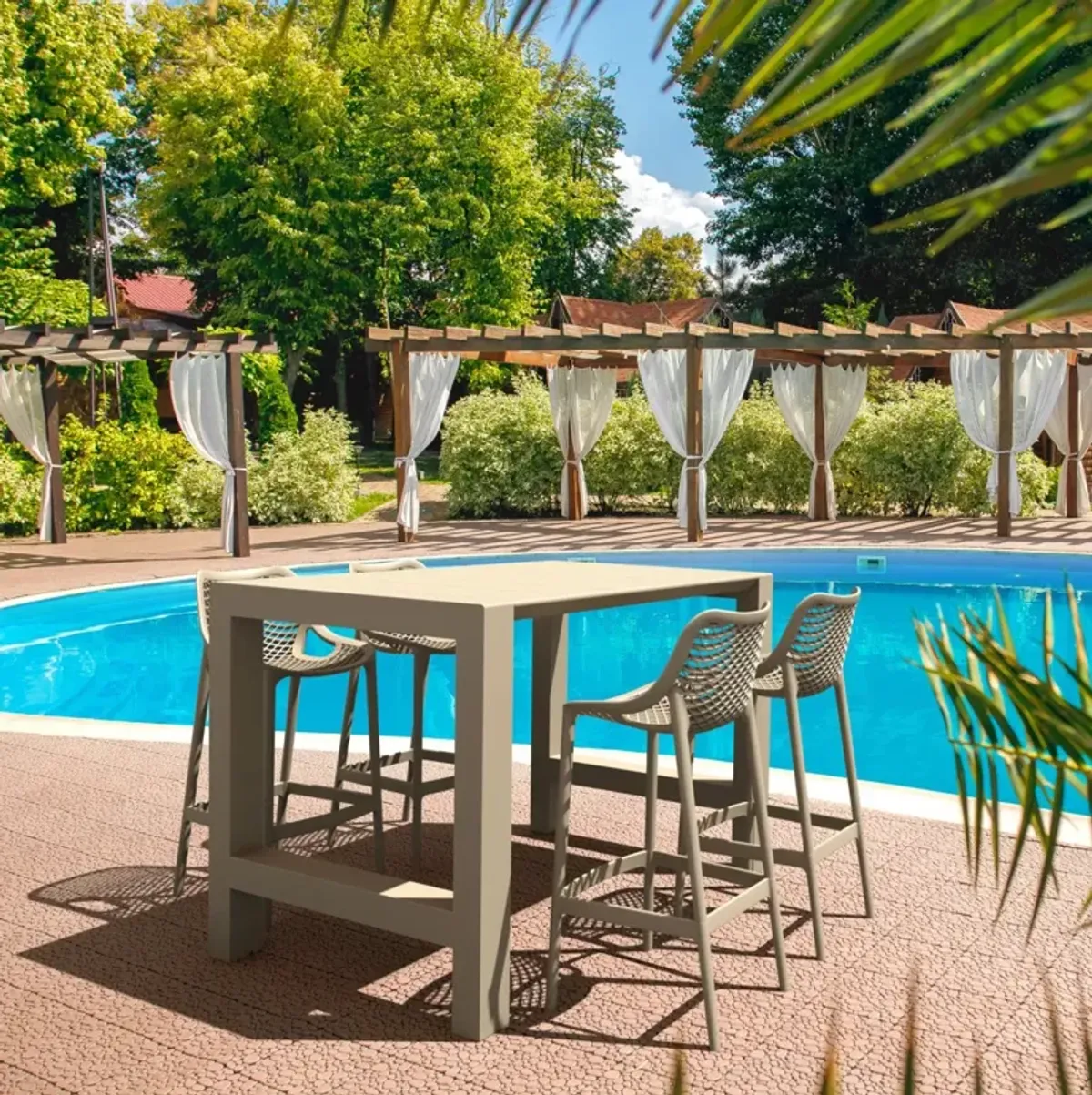 Compamia 5-Piece Vegas Air Bar Set with Extendable in Taupe