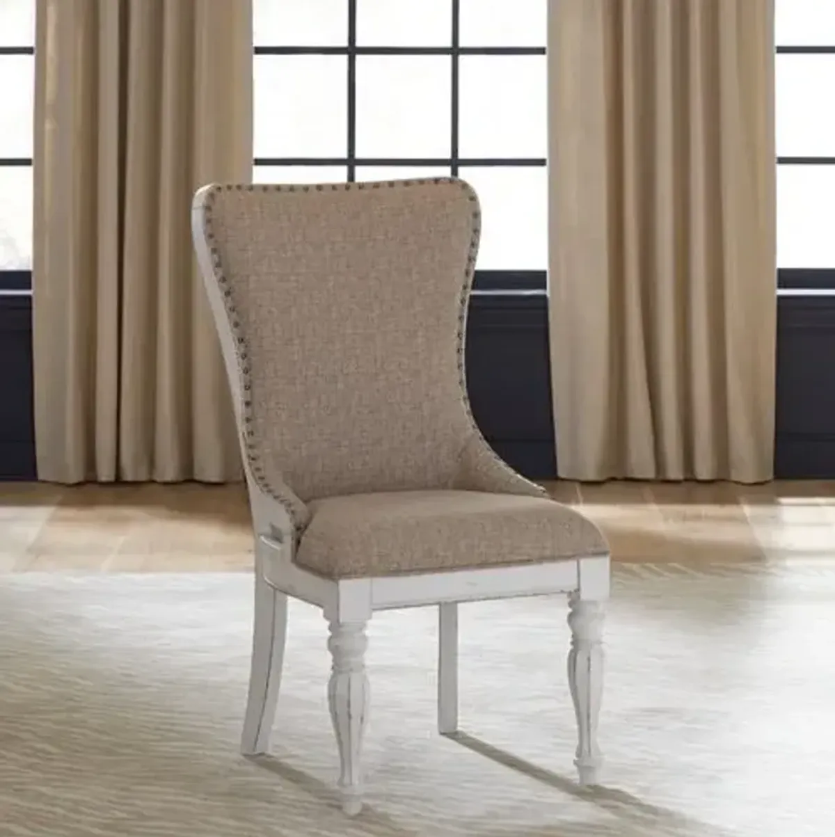 Liberty Furniture Magnolia Manor Antique White/Ivory Upholstered Dining Side Chair