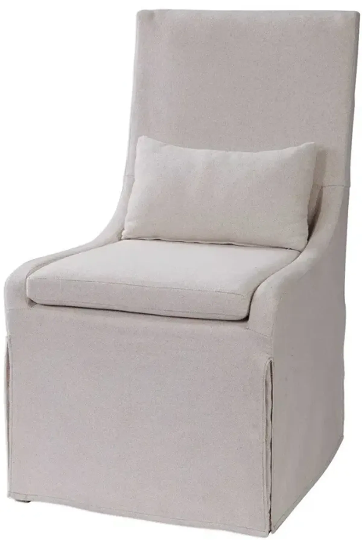 Uttermost Sleek Beige Linen Parsons Chair with High Back & Accent Pillow