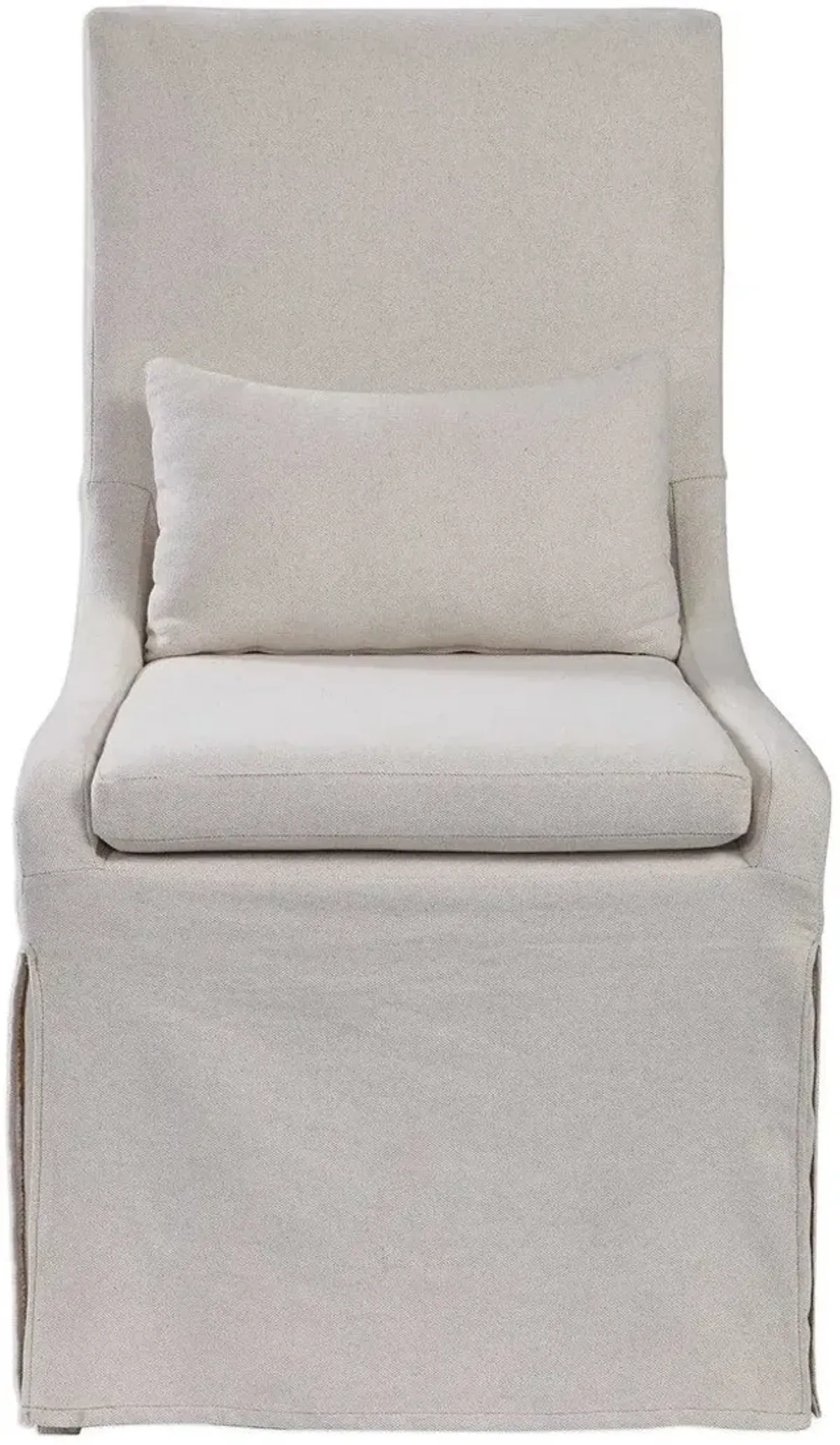 Uttermost Sleek Beige Linen Parsons Chair with High Back & Accent Pillow