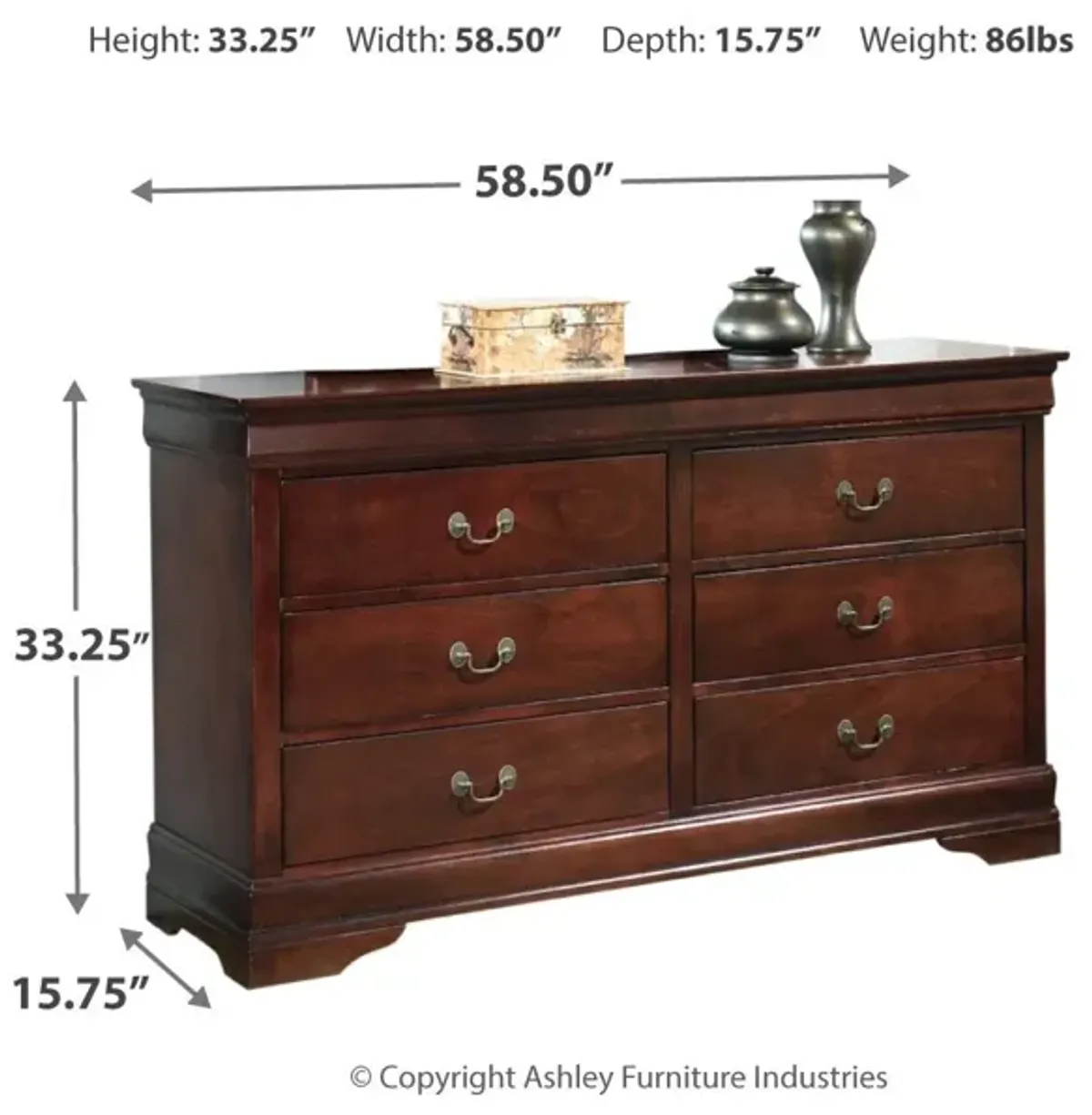 Ashley Alisdair Dark Brown Dresser