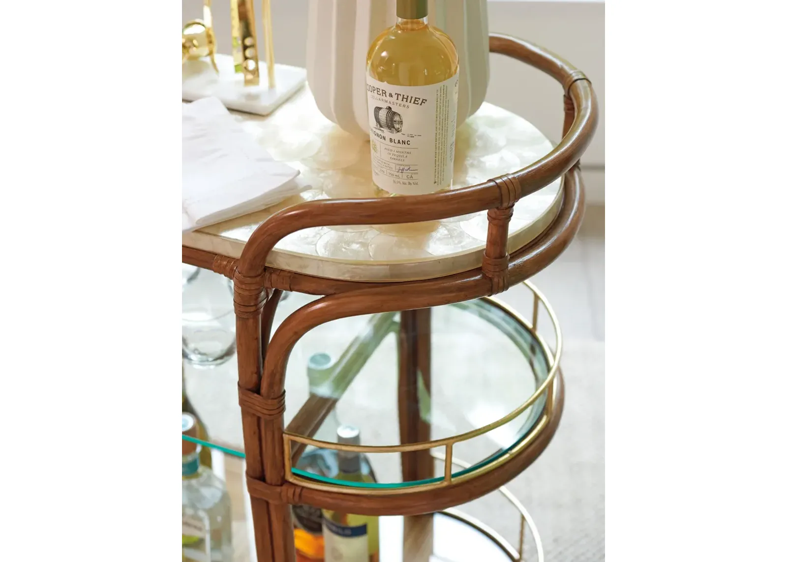 Tommy Bahama Home by Lexington Palm Desert Toscana Rattan Mobile Bar Cart