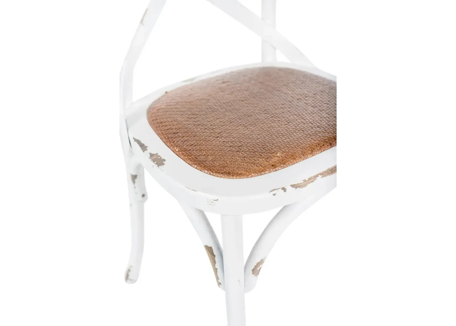 ANTIQUE WHITE/RATTAN SEAT XENA DINING CHAIR