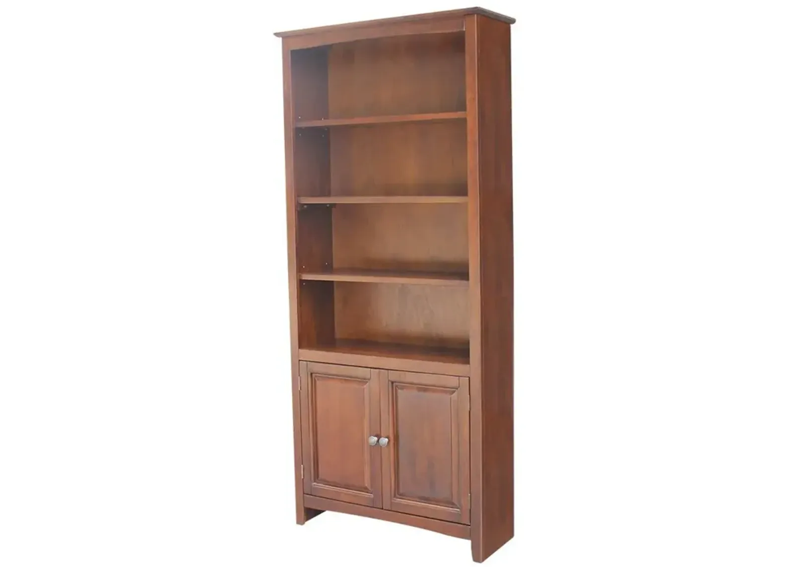 John Thomas 72 Inch Shaker Espresso Bookcase with a Pair of Bookcase Doors