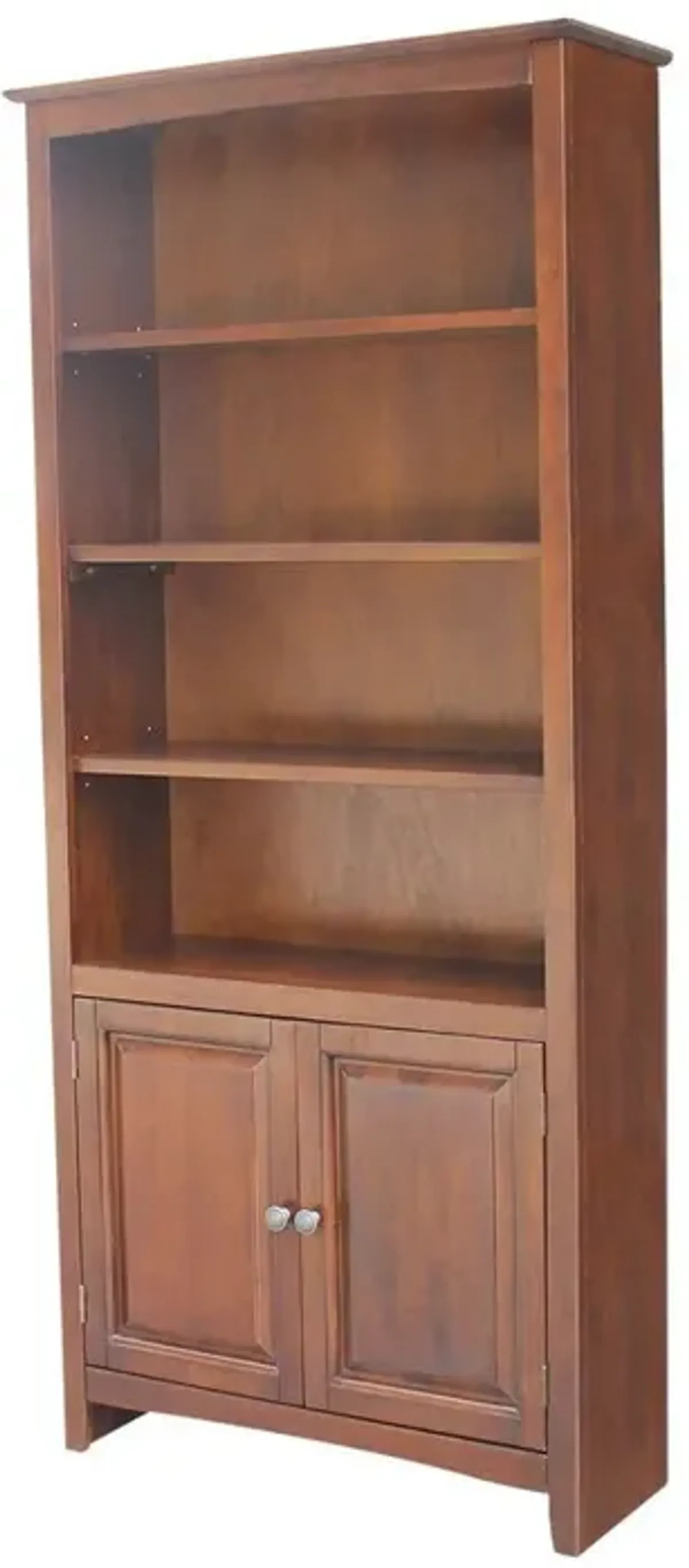 John Thomas 72 Inch Shaker Espresso Bookcase with a Pair of Bookcase Doors